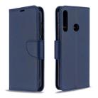 For Huawei P40 Lite E / Y7P Retro Lambskin Texture Pure Color Horizontal Flip PU Leather Case with Holder & Card Slots & Wallet & Lanyard(Blue) - 1
