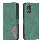 For OPPO A17 Magnetic Buckle Rhombus Texture Leather Phone Case(Green) - 1