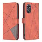 For OPPO A17 Magnetic Buckle Rhombus Texture Leather Phone Case(Brown) - 1