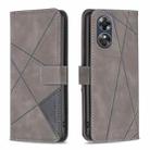 For OPPO A17 Magnetic Buckle Rhombus Texture Leather Phone Case(Grey) - 1