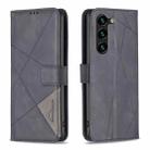 For Samsung Galaxy S23+ 5G Magnetic Buckle Rhombus Texture Leather Phone Case(Black) - 1