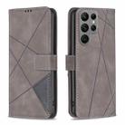 For Samsung Galaxy S23 Ultra 5G Magnetic Buckle Rhombus Texture Leather Phone Case(Grey) - 1