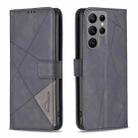 For Samsung Galaxy S23 Ultra 5G Magnetic Buckle Rhombus Texture Leather Phone Case(Black) - 1