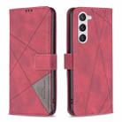 For Samsung Galaxy S23 5G Magnetic Buckle Rhombus Texture Leather Phone Case(Red) - 1