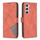 For Samsung Galaxy S23 5G Magnetic Buckle Rhombus Texture Leather Phone Case(Brown) - 1
