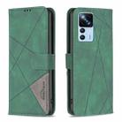For Xiaomi 12T / 12T Pro / Redmi K50 Ultra Magnetic Buckle Rhombus Texture Leather Phone Case(Green) - 1