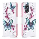 For OPPO A17 Colored Drawing Pattern Leather Phone Case(Flowers Butterfly) - 1
