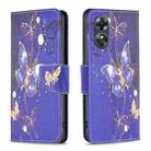 For OPPO A17 Colored Drawing Pattern Leather Phone Case(Purple Butterfly) - 1
