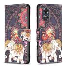 For OPPO A17 Colored Drawing Pattern Leather Phone Case(Flowers Elephant) - 1