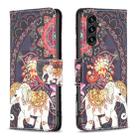 For Samsung Galaxy A14 5G Colored Drawing Pattern Leather Phone Case(Flowers Elephant) - 1