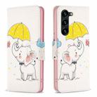For Samsung Galaxy S23+ 5G Colored Drawing Pattern Leather Phone Case(Umbrella Elephant) - 1