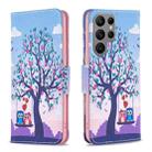 For Samsung Galaxy S23 Ultra 5G Colored Drawing Pattern Leather Phone Case(Owl) - 1