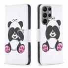 For Samsung Galaxy S23 Ultra 5G Colored Drawing Pattern Leather Phone Case(Panda) - 1