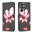 For Samsung Galaxy S23 Ultra 5G Colored Drawing Pattern Leather Phone Case(Lotus) - 1