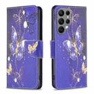 For Samsung Galaxy S23 Ultra 5G Colored Drawing Pattern Leather Phone Case(Purple Butterfly) - 1