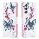 For Samsung Galaxy S23 5G Colored Drawing Pattern Leather Phone Case(Flowers Butterfly) - 1