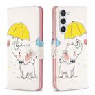 For Samsung Galaxy S23 5G Colored Drawing Pattern Leather Phone Case(Umbrella Elephant) - 1