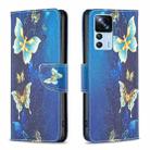 For Xiaomi 12T / 12T Pro / Redmi K50 Ultra Colored Drawing Pattern Leather Phone Case(Gold Butterfly) - 1