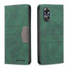 For OPPO A17 BF10 Color Block Magnetic Flip Leather Phone Case(Green) - 1