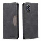 For OPPO A17 BF10 Color Block Magnetic Flip Leather Phone Case(Black) - 1