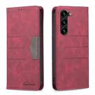For Samsung Galaxy S23+ 5G BF10 Color Block Magnetic Flip Leather Phone Case(Red) - 1