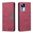 For Xiaomi 12T / 12T Pro / Redmi K50 Ultra BF10 Color Block Magnetic Flip Leather Phone Case(Red) - 1