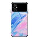 For Xiaomi Poco M5 Marble Pattern Glass Phone Case(Pink) - 1