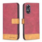For OPPO A17 BF11 Color Matching Skin Feel Leather Phone Case(Red) - 1
