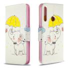 For Huawei P40 Lite E / Y7P Colored Drawing Horizontal Flip Leather Case with Holder & Card Slots & Wallet(Elephant under the Umbrella) - 1