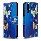 For Huawei Honor 20S Colored Drawing Horizontal Flip Leather Case with Holder & Card Slots & Wallet(Golden Butterfly) - 1