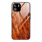 For Xiaomi Redmi A1 4G Wood Grain Glass Phone Case(Light Brown) - 1