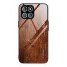 For Honor X8 Wood Grain Glass Phone Case(Dark Brown) - 1