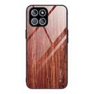 For Honor X8 Wood Grain Glass Phone Case(Coffee) - 1