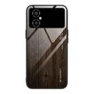 For Xiaomi Poco M4 Wood Grain Glass Phone Case(Black) - 1