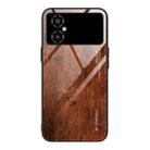 For Xiaomi Poco M4 Wood Grain Glass Phone Case(Dark Brown) - 1