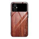 For Xiaomi Poco M5 Wood Grain Glass Phone Case(Coffee) - 1