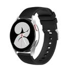 For Samsung Galaxy Watch5 40mm/44mm / Watch5 Pro 20mm Pockmarked Silver Buckle Silicone Watch Band(Black) - 1