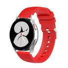 For Samsung Galaxy Watch5 40mm/44mm / Watch5 Pro 20mm Pockmarked Silver Buckle Silicone Watch Band(Red) - 1