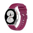 For Samsung Galaxy Watch5 40mm/44mm / Watch5 Pro 20mm Pockmarked Silver Buckle Silicone Watch Band(Purple Red) - 1