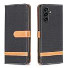 For Samsung Galaxy A14 5G Color Block Denim Texture Leather Phone Case(Black) - 1