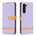 For Samsung Galaxy S23+ 5G Color Block Denim Texture Leather Phone Case(Purple) - 1