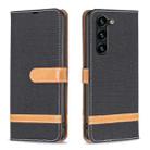 For Samsung Galaxy S23+ 5G Color Block Denim Texture Leather Phone Case(Black) - 1