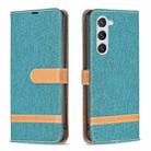 For Samsung Galaxy S23 5G Color Block Denim Texture Leather Phone Case(Green) - 1