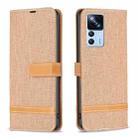 For Xiaomi 12T / 12T Pro / Redmi K50 Ultra Color Block Denim Texture Leather Phone Case(Brown) - 1