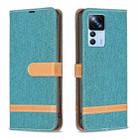 For Xiaomi 12T / 12T Pro / Redmi K50 Ultra Color Block Denim Texture Leather Phone Case(Green) - 1