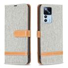 For Xiaomi 12T / 12T Pro / Redmi K50 Ultra Color Block Denim Texture Leather Phone Case(Grey) - 1