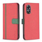 For OPPO A17 BF13 Color Matching Cross Texture Leather Phone Case(Red) - 1