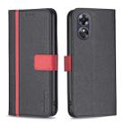 For OPPO A17 BF13 Color Matching Cross Texture Leather Phone Case(Black) - 1