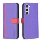 For Samsung Galaxy S23 5G BF13 Color Matching Cross Texture Leather Phone Case(Purple) - 1