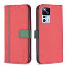 For Xiaomi 12T / 12T Pro / Redmi K50 Ultra BF13 Color Matching Cross Texture Leather Phone Case(Red) - 1